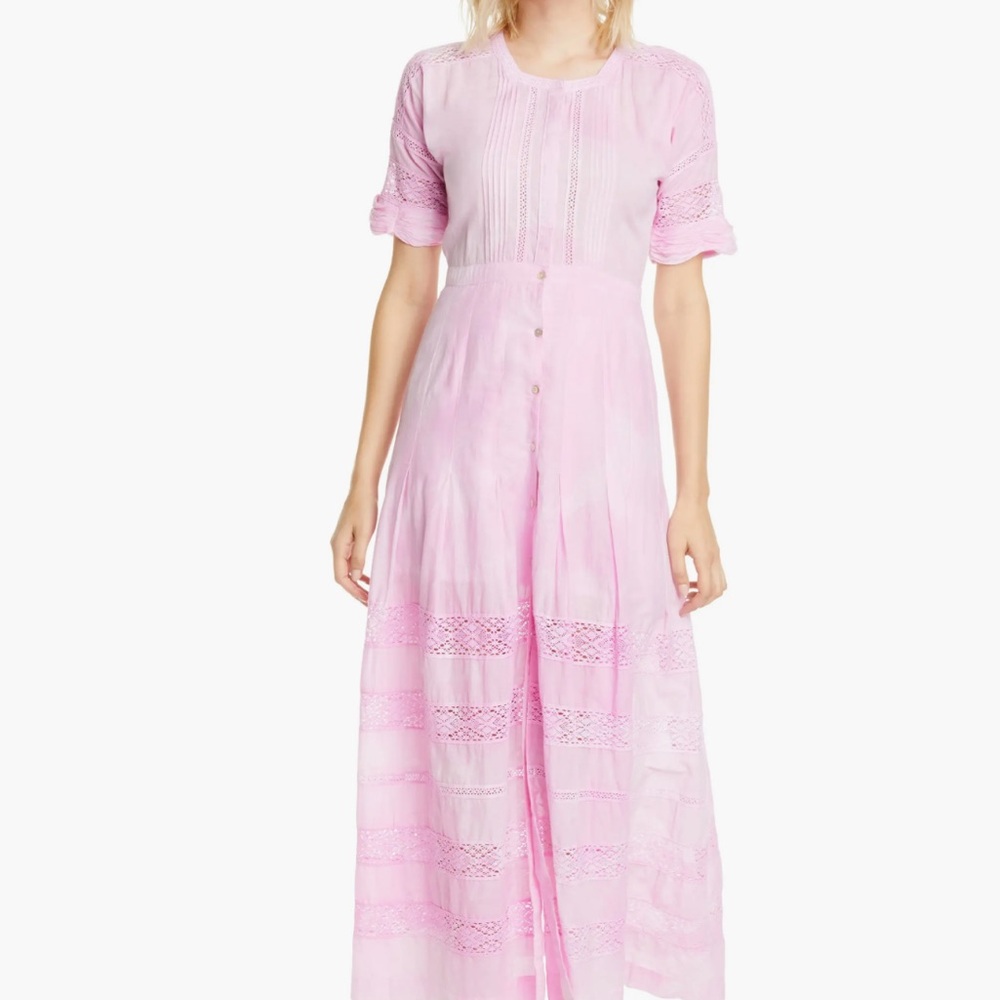 💗 LoveShackFancy Pink Edie Midi Dress